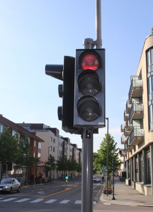 Trafiklys viser rødt lys